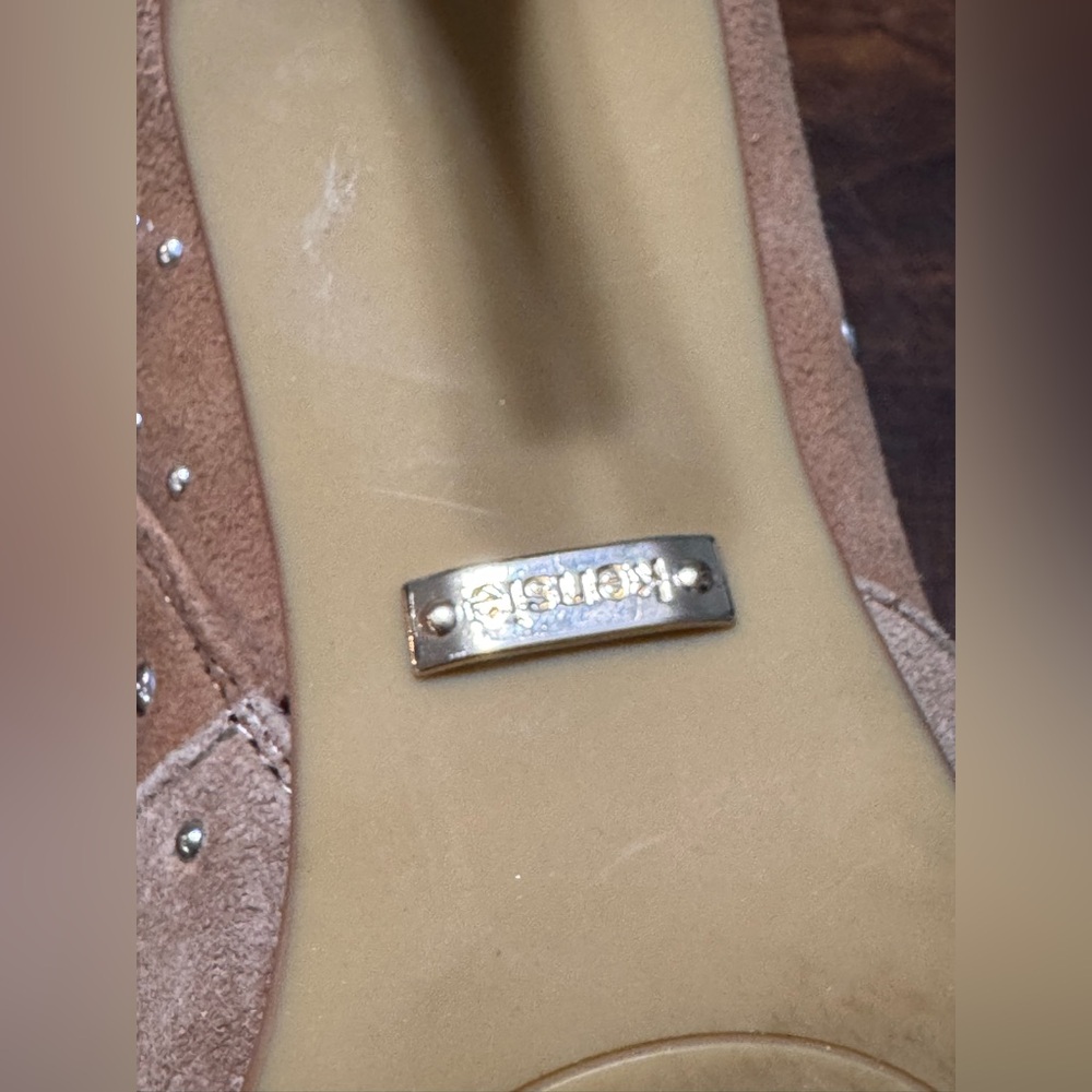 Kensie Tan Studded Heeled Leather Boots - Picture 5 of 11